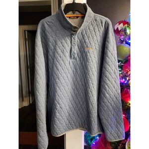 ORVIS Quilted Snap Neck Pullover Sweatshirt Men's XL Blue Casual Comfort